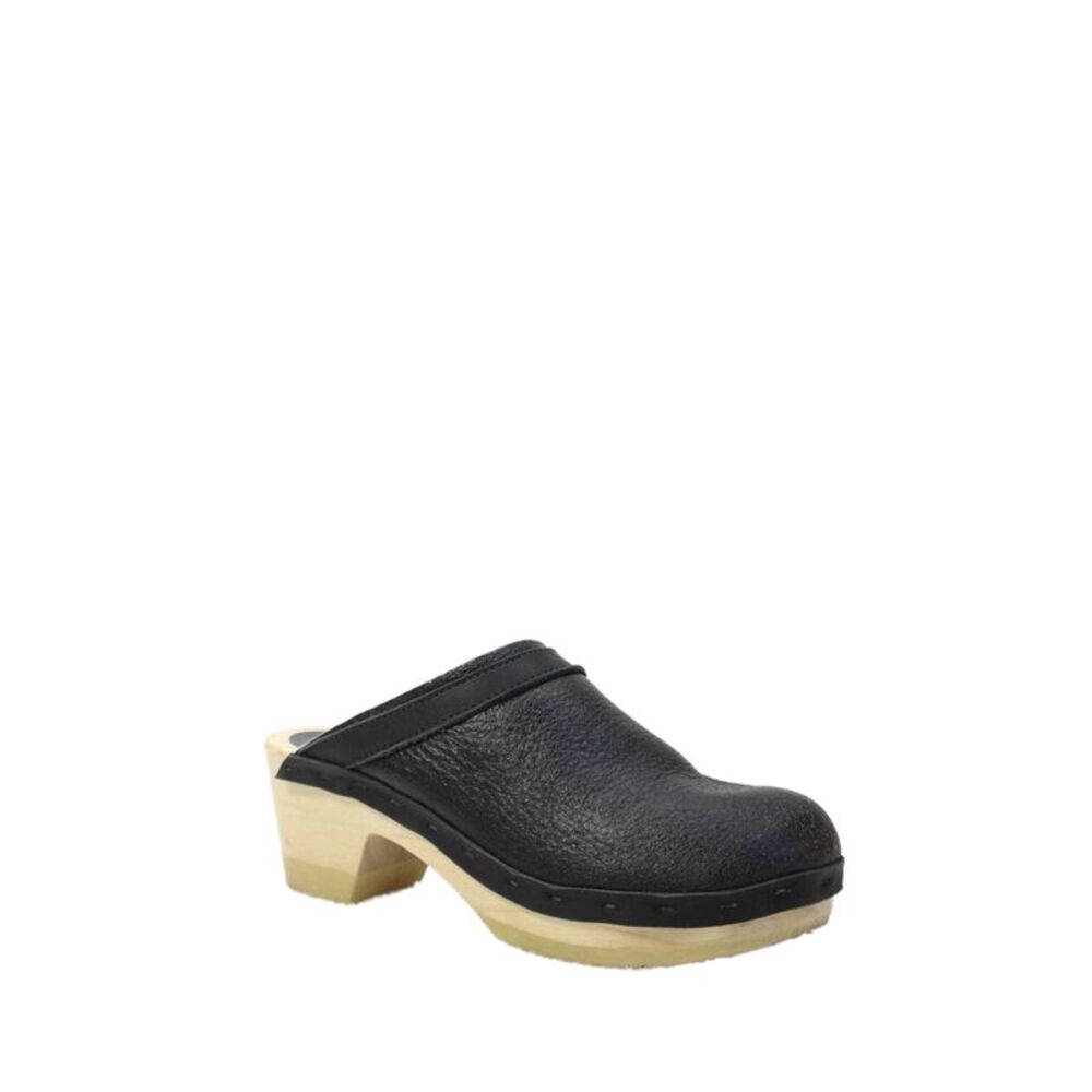 No. 6 Store Womens Dakota Shearling Mid-Heeled Clogs Black Size 8